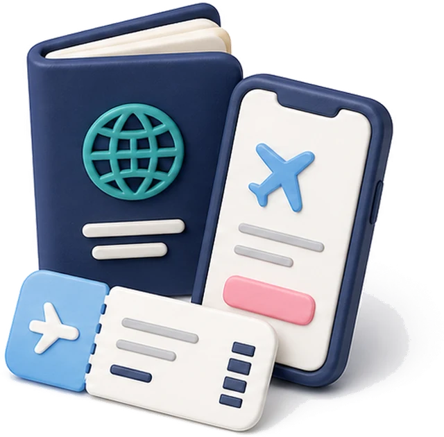 Passport, phone and flight reservation