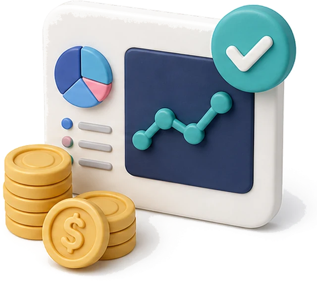 Revenue dashboard with coins